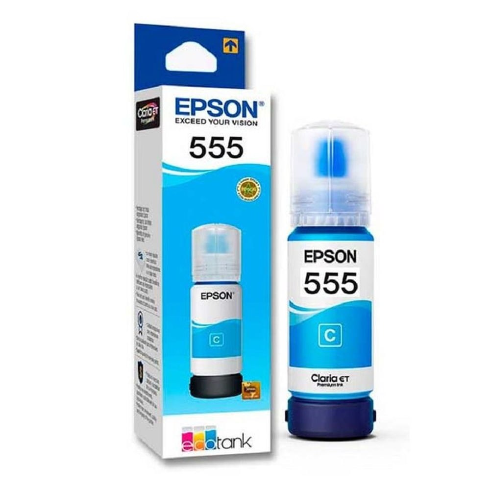 Tinta Epson T555 Cian EcoTank L8160, L8180 Original - 70ml