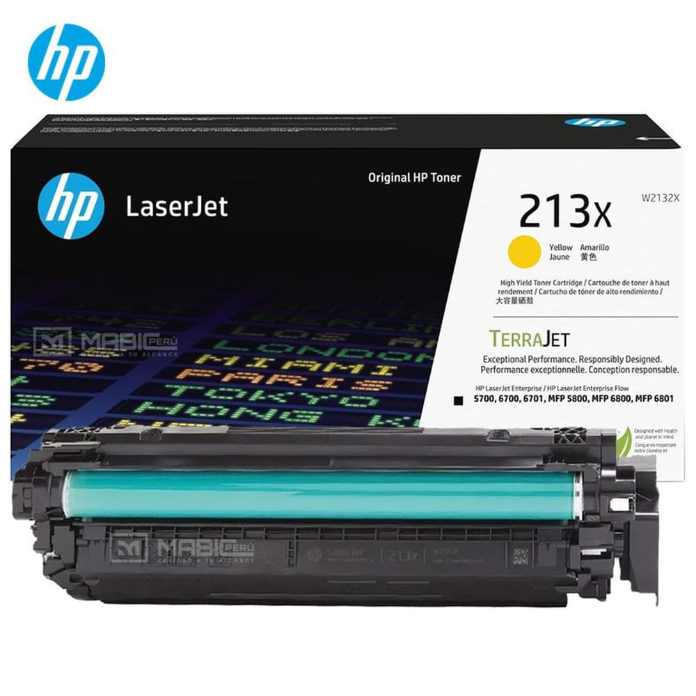 TONER HP 213X AMARILLO W2132X L.J. 5700, 5800, 6700, 6800 ORIGINAL