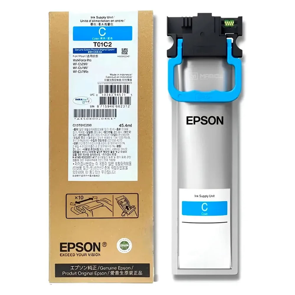 Tinta Epson T01C Cian WorkForce WF-C529R, WF-C579R Original - 45ml