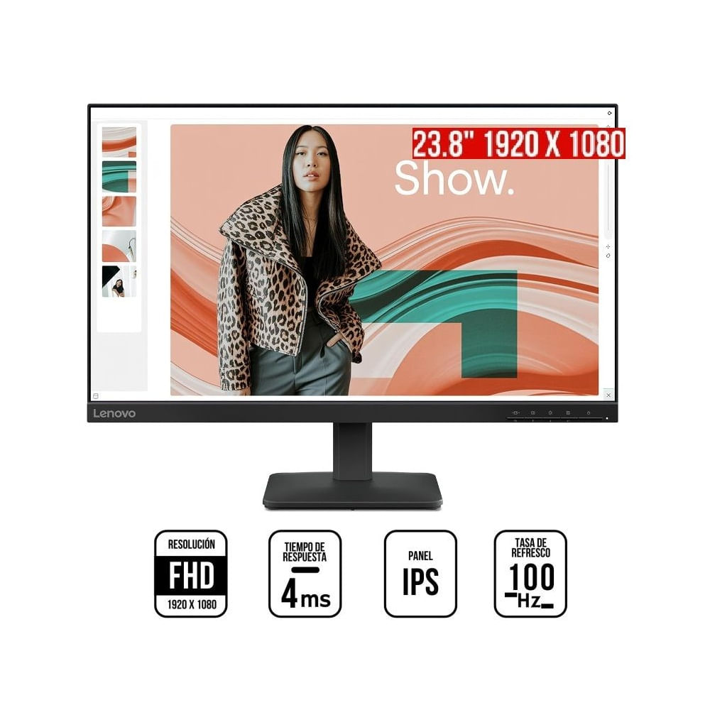 Monitor Lenovo L24-4e, 24 WLED FHD IPS, 100Hz, 6ms