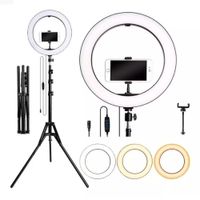 ARO DE LUZ LED 26 CM + SOPORTE PARA CELULAR + TRIPODE 2 METROS