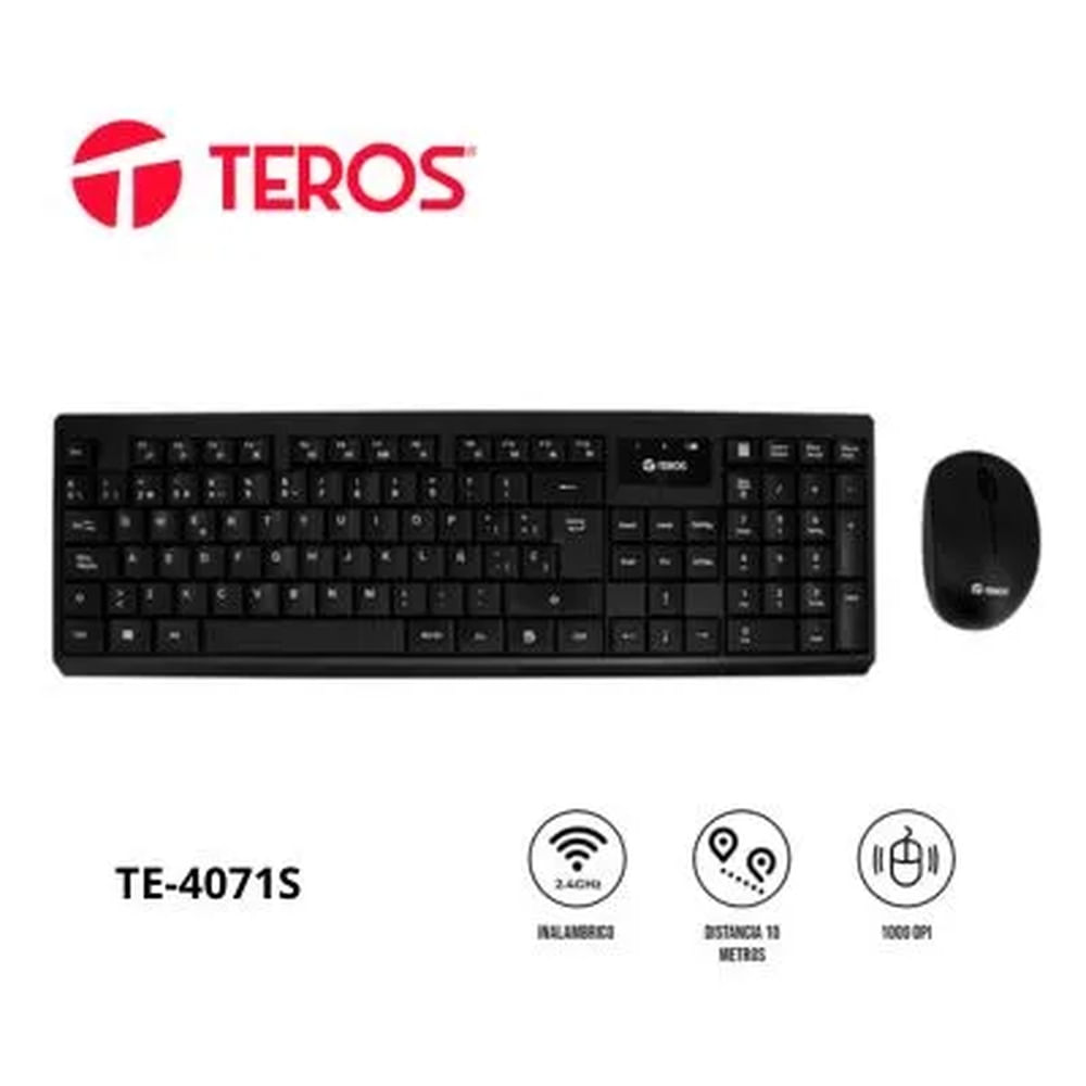 KIT TECLADO + MOUSE TEROS TE-4071S INALAMBRICO NEGRO