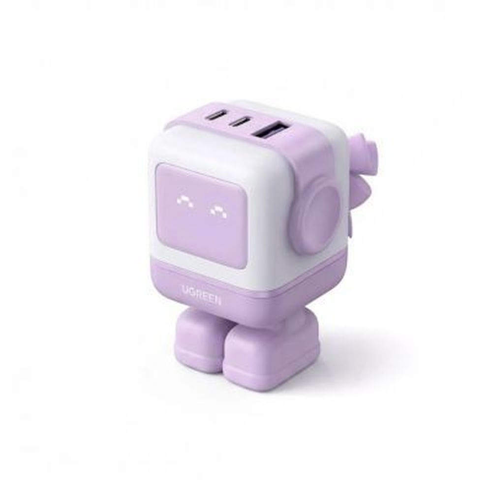 CARGADOR UGREEN UNO 65W GAN 3 PUERTOS 2 USB-C 1 USB-A MORADO