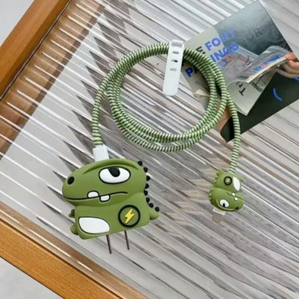 CASE PROTECTOR DE COMBO DE DINOSAURIO PARA CARGADOR DE IPHONE