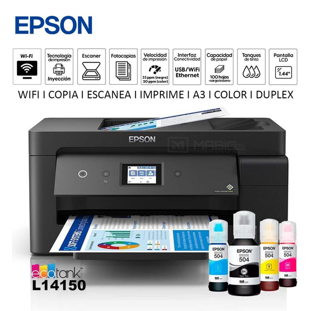 Impresora Multifuncional Epson L14150 A3 Duplex WIFI Red ADF FAX
