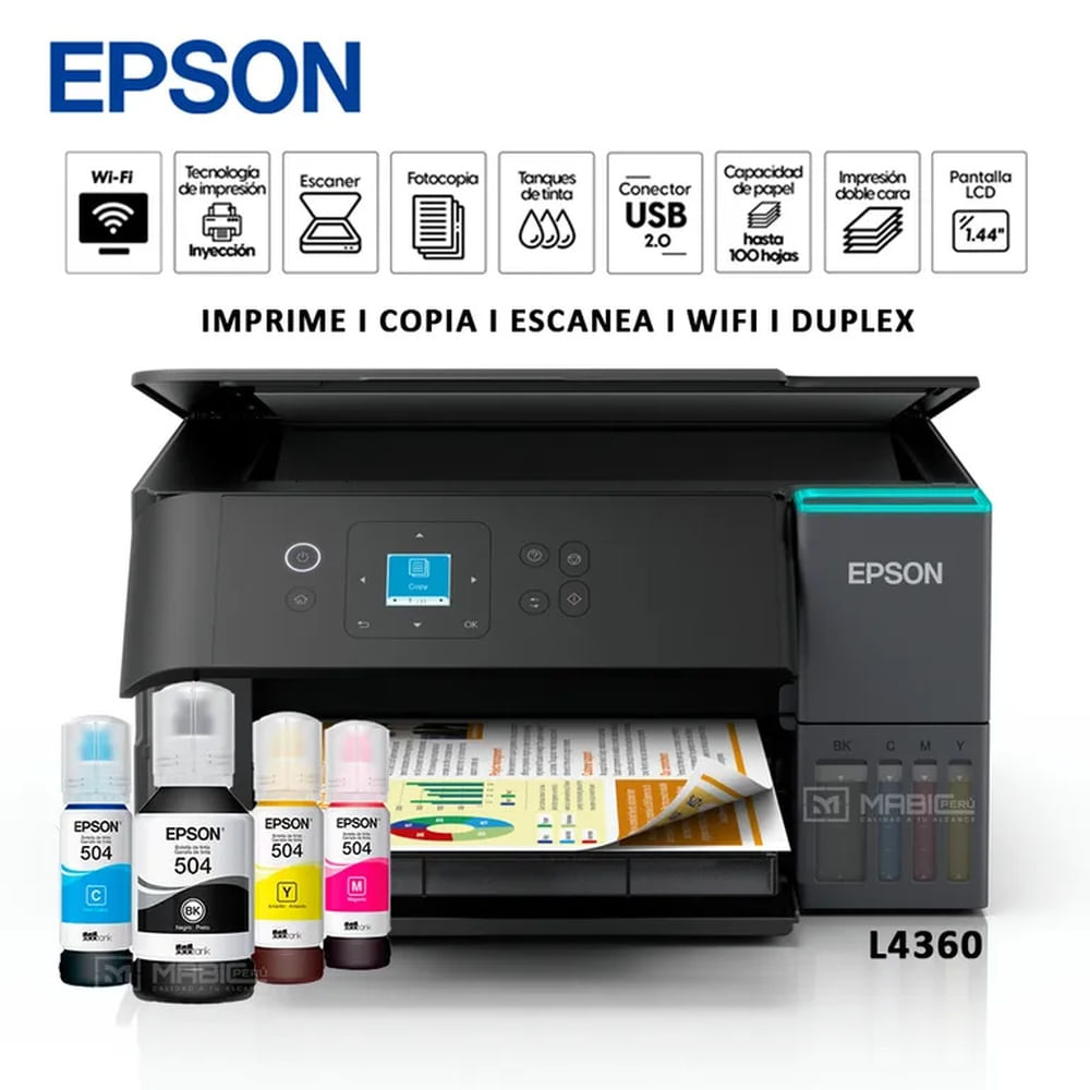 Impresora Multifuncional Epson Ecotank L4360 Duplex WIFI USB