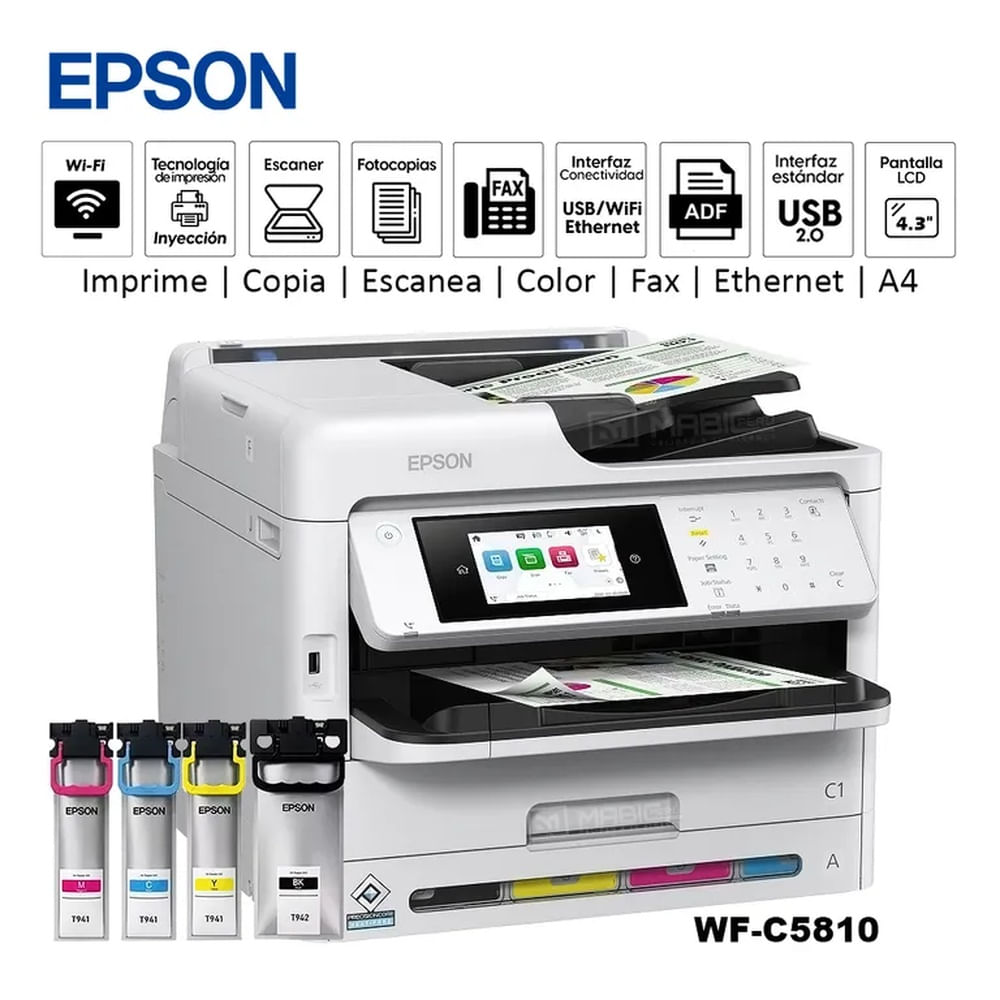 Impresora Epson WorkForce Pro WF-C5810 Wifi Red Fax ADF