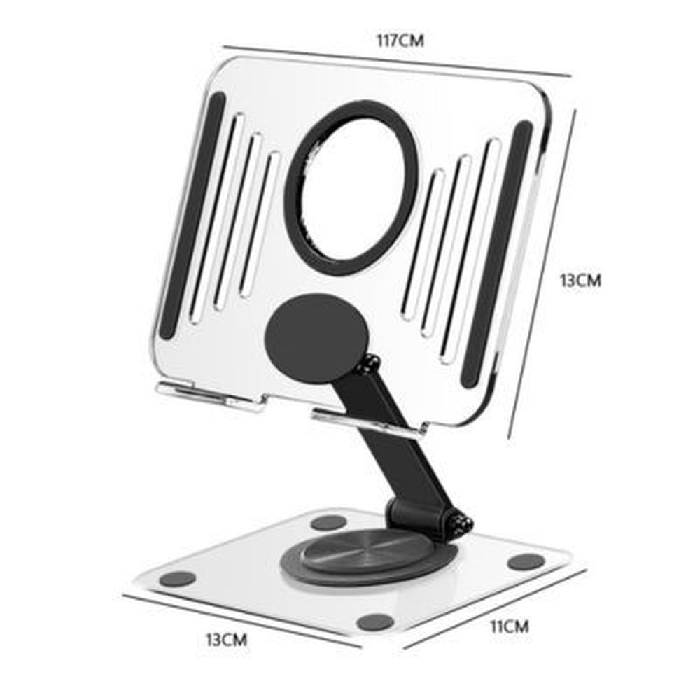SOPORTE DE ESCRITORIO 360 ° GIRATORIO - BASE DE METAL CON SOPORTE ACRÍLICO PARA IPAD, TABLETA