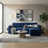 Seccional Rusia Derecho Iker Azul + 4 Cojines Decorativos