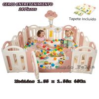 Corral Cerco Para Niños Con Alfombra y Basket Auto Rosa