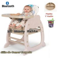 SILLA DE COMER PARA BEBE PANDIN  CON PLATITO  BEIGE