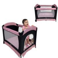Corral Para Bebe Dos Niveles Entrada lateral Rosa