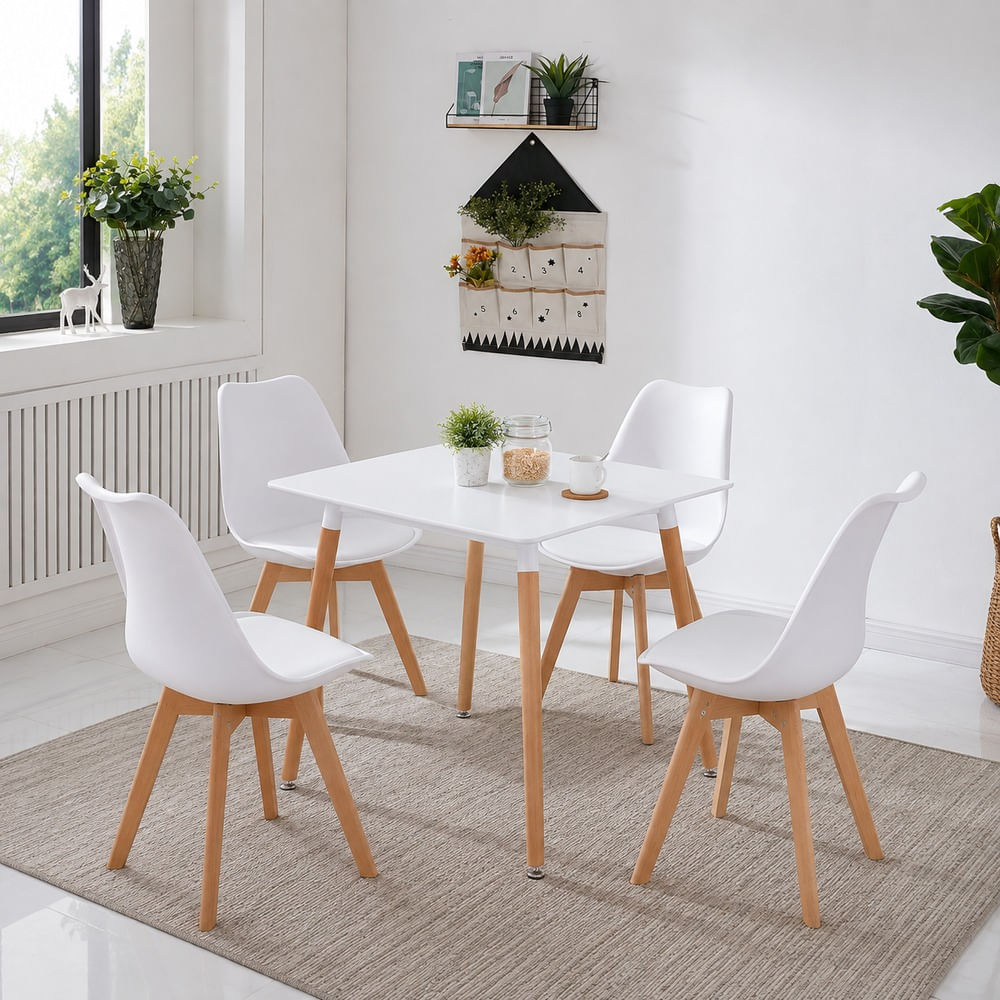 COMBO Mesa con 4 Sillas Vintage Larizza Ventitas Home Blanco