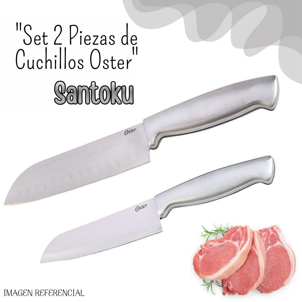 SET DE 2 CUCHILLOS SANTOKU OSTER BALDWYN-GRIS