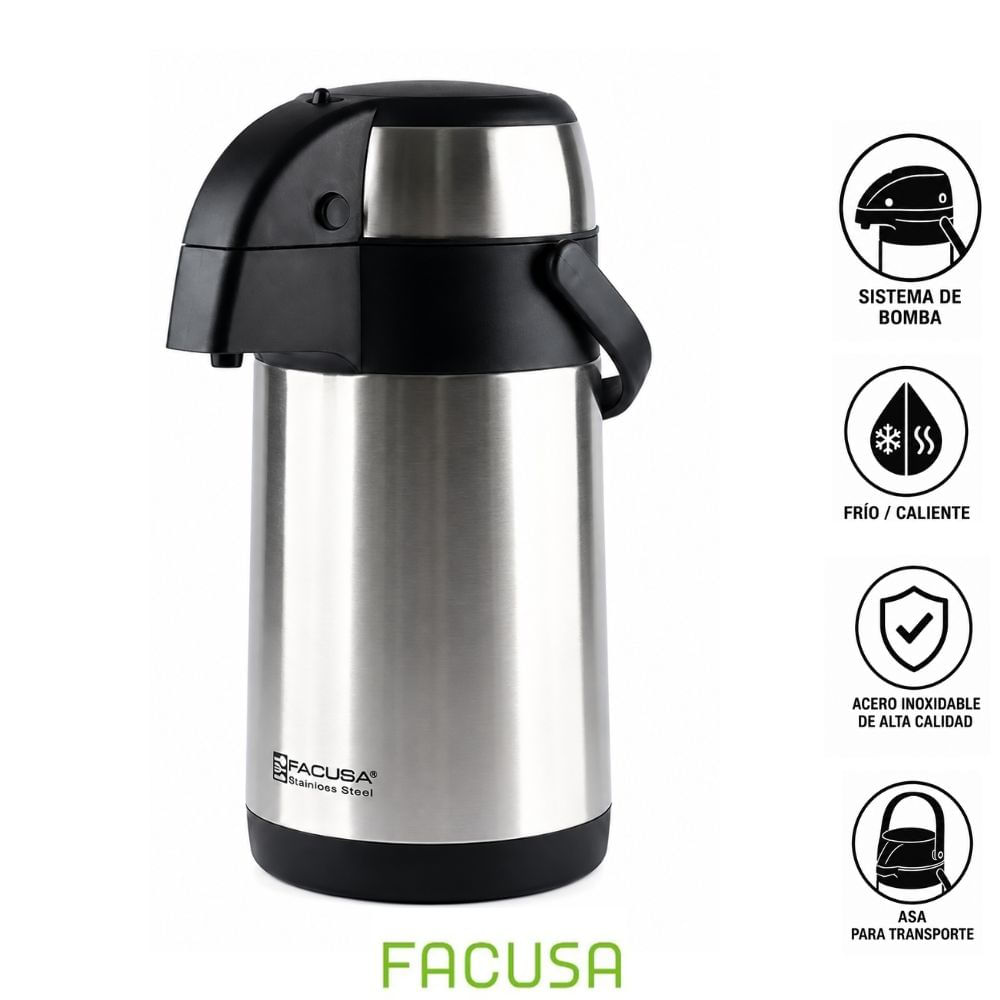 Termo Facusa Hogar 4 Lt Interior de Acero inoxidable con Sifon