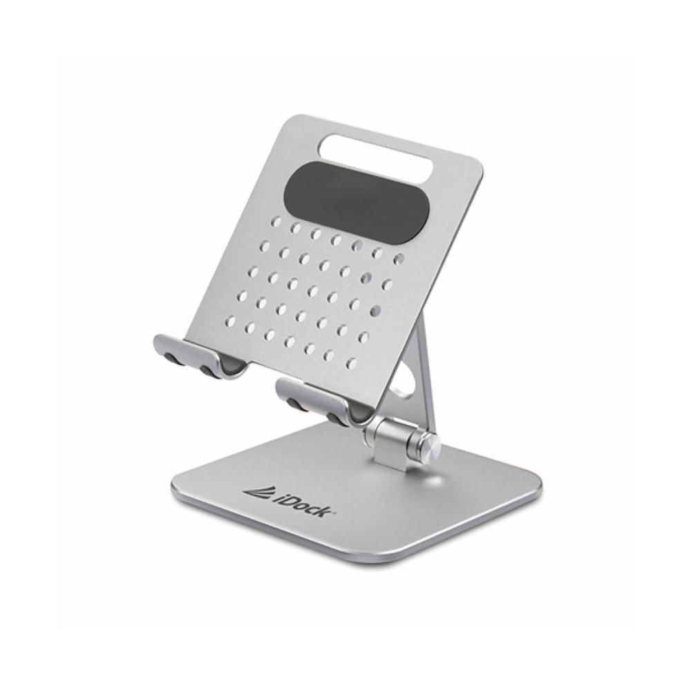 Soporte iDock Luxury i10 para para Tablet Ipad hasta 12 ergonomico aluminio silver