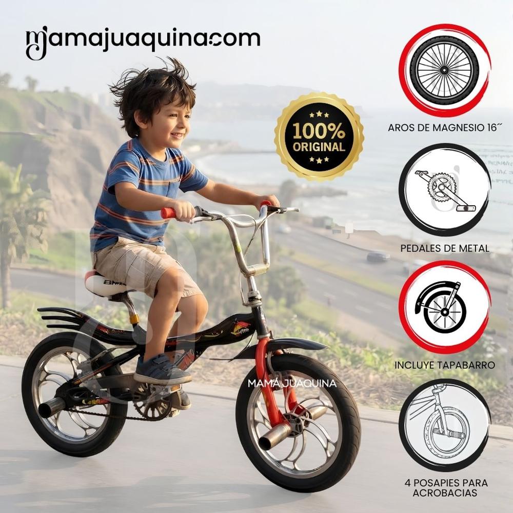 Bicicleta BMX Para Niño FIRE-X ARO 16 Colección Exclusiva Black and Red