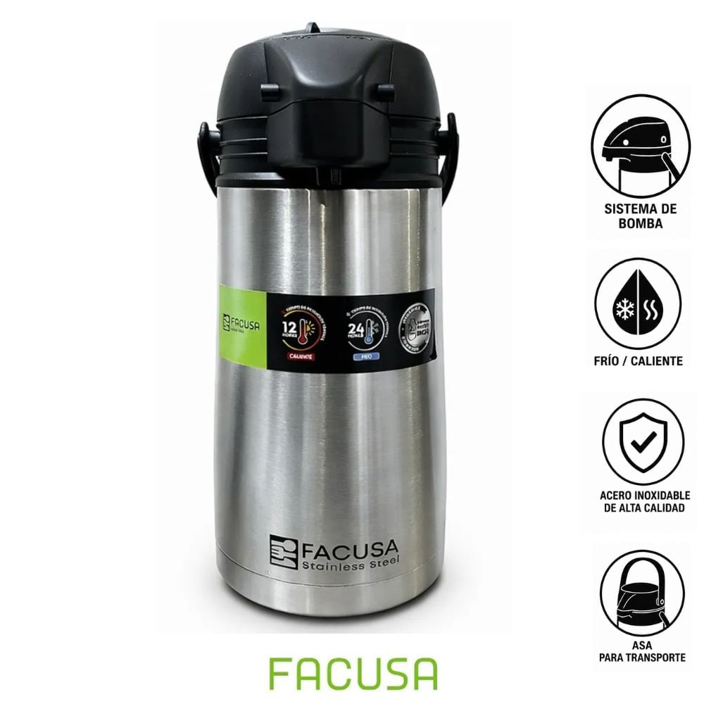 Termo Facusa Invictus 1.9 Lt Interior de Acero inoxidable con Sifon