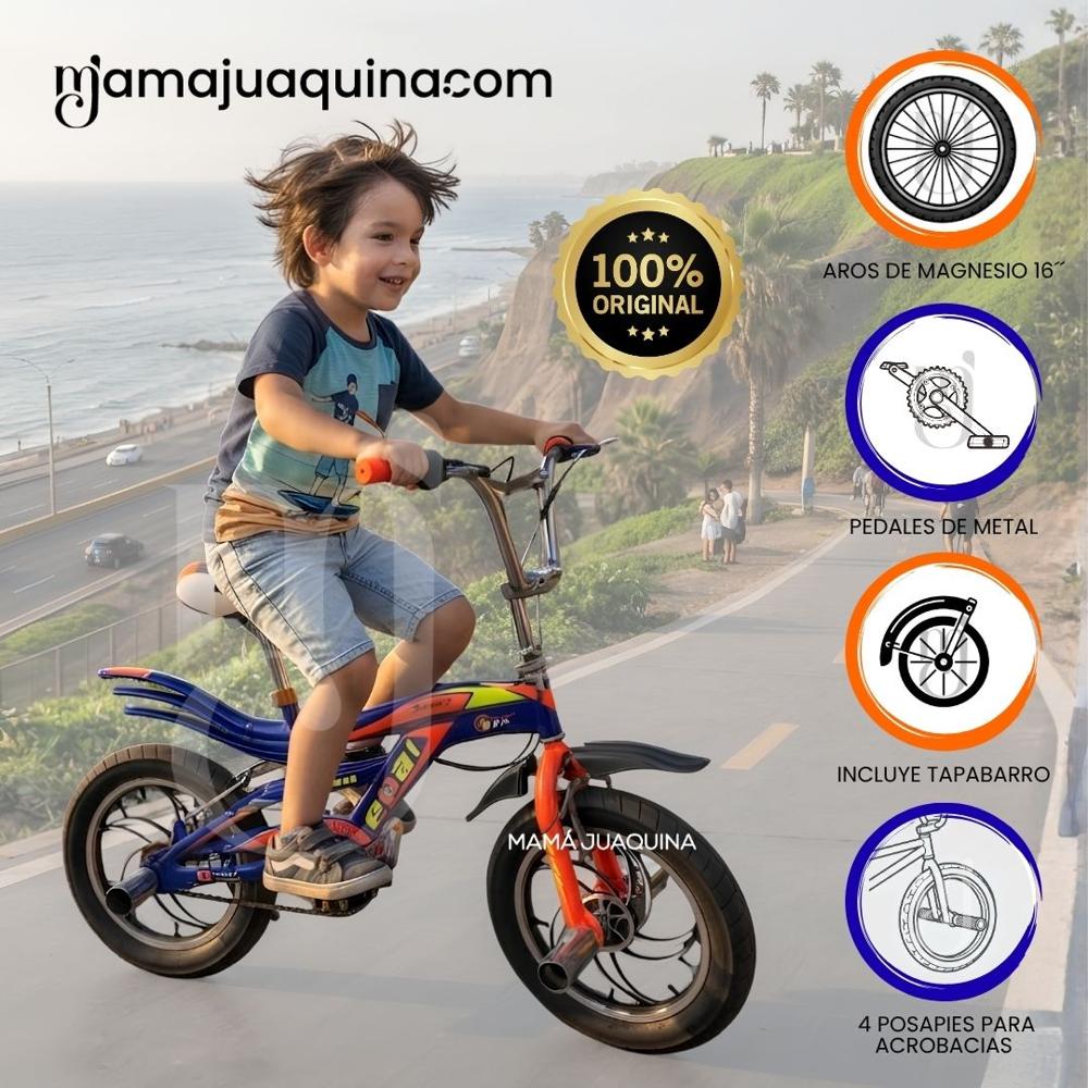 Bicicleta BMX Para Niño FIRE-Z ARO 16 Colección Exclusiva Orange and Blue