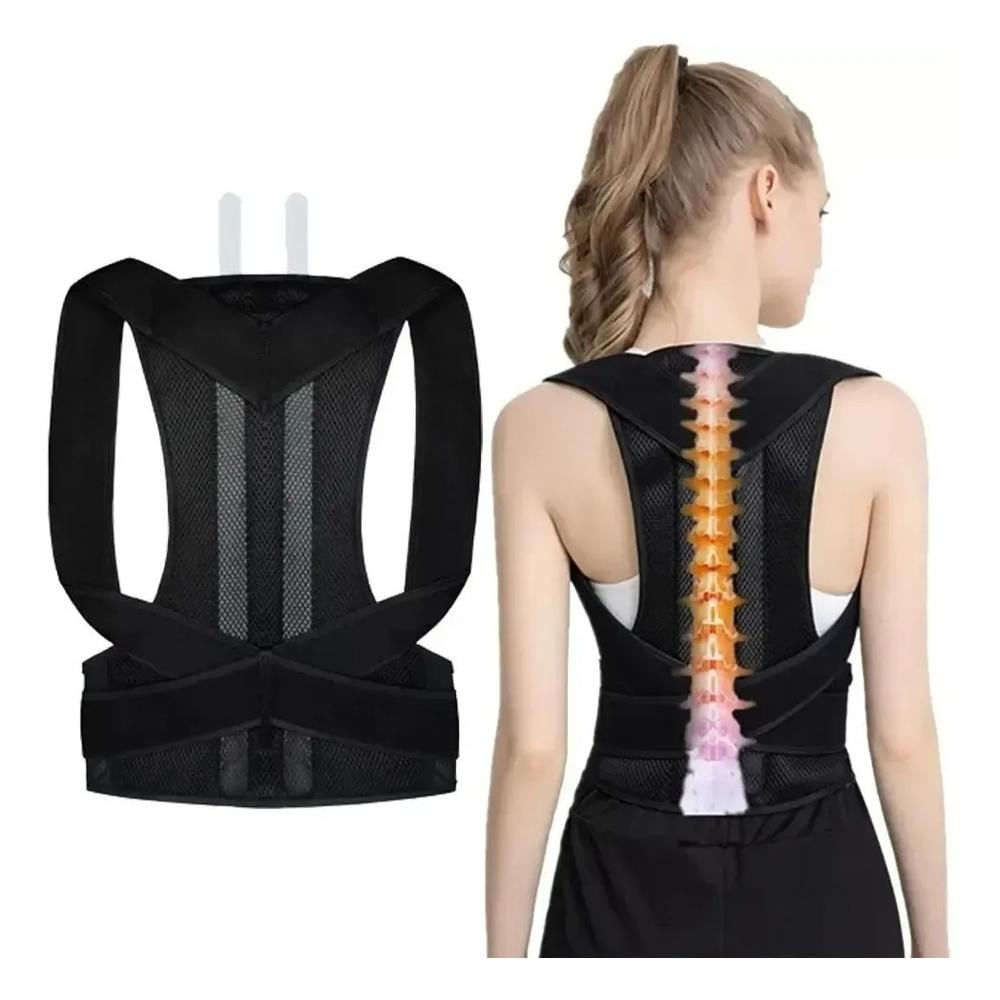 CORRECTOR DE POSTURA DOBLE AJUSTE SOPORTE PARA LA ESPALDA UNISEX TALLA STÁNDAR COLOR NEGRO.