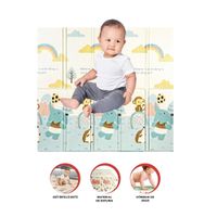 Piso Plegable Reversible para Bebes de Animalitos Jugando Futbol y Castillo