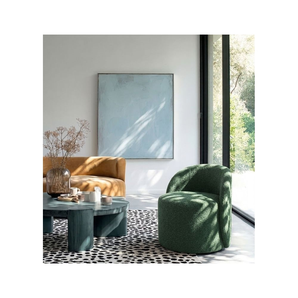 Butaca Sun forma curva color verde velvet - Refer Store