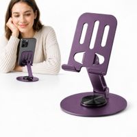Soporte para Celular de Metal Morado 8562 Ajustable Plegable Giratorio 360