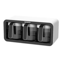 Condimentero Organizador de Cocina ECOCO 3 Compartimentos con Cucharas y Tapa Antipolvo Negro
