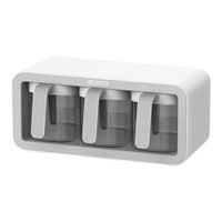 Condimentero Organizador de Cocina ECOCO 3 Compartimentos con Cucharas y Tapa Antipolvo Gris
