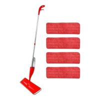 Mopa con Rociador  5 Paños de Microfibra Reemplazables ROJO