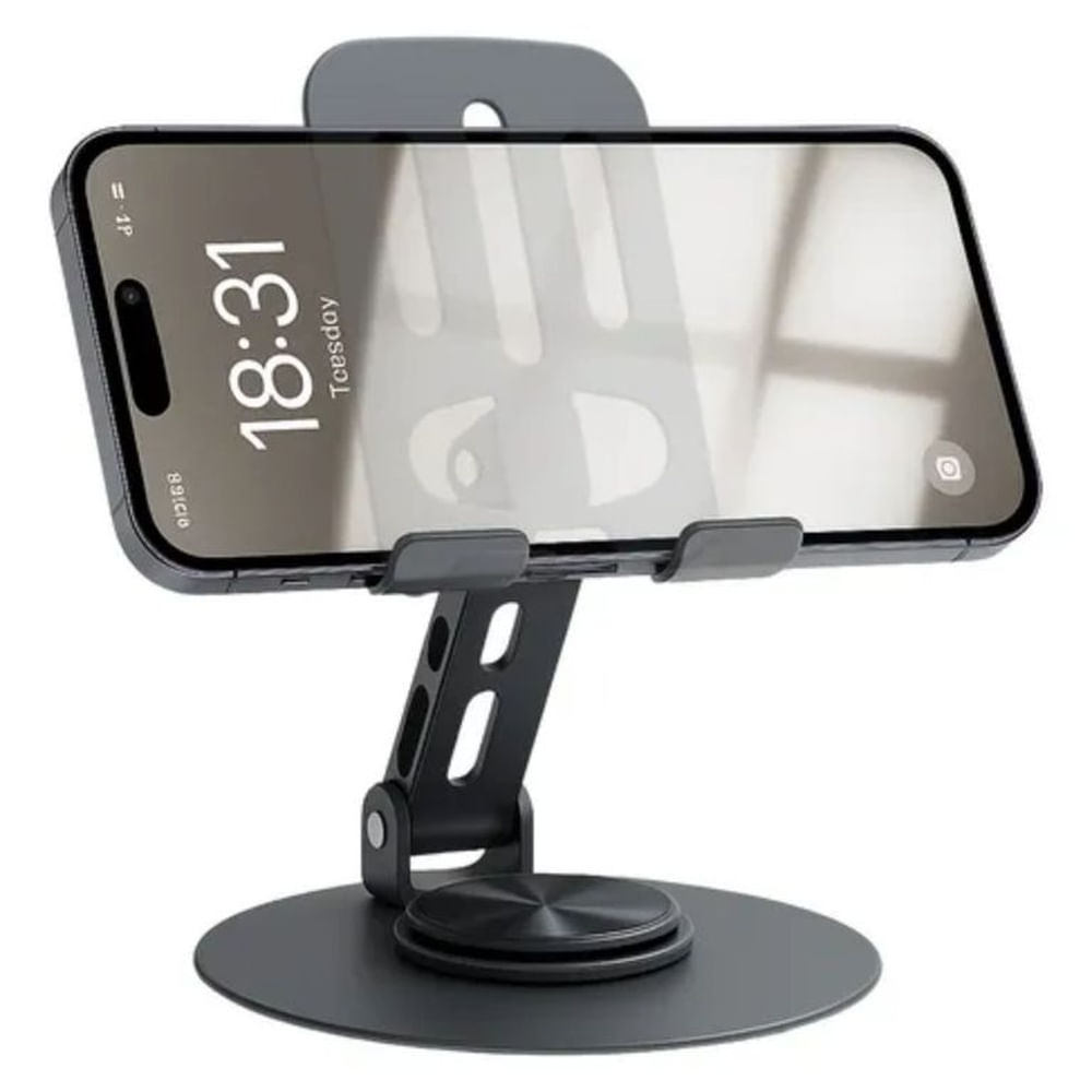 SOPORTE METÁLICO PARA CELULAR AJUSTABLE Y PLEGABLE 90°