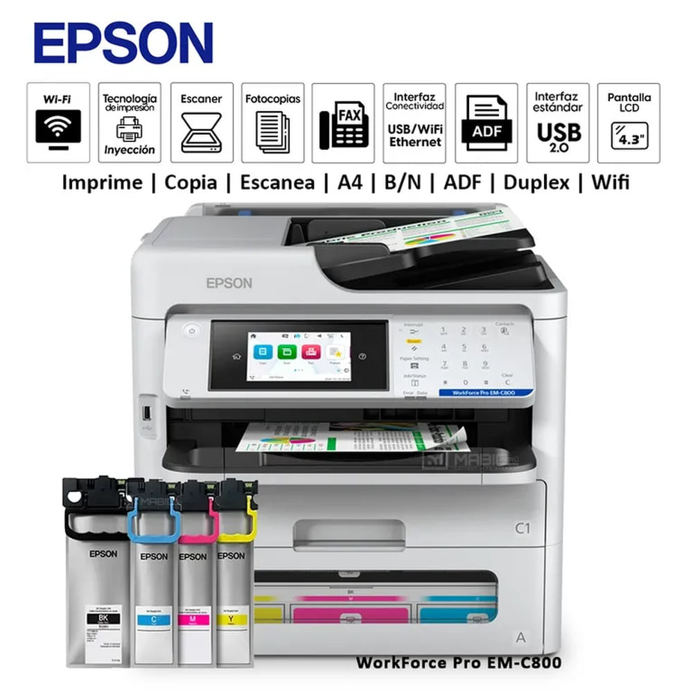 Impresora Multifuncional Epson WorkForce Pro EM-C800 Duplex WIFI ADF
