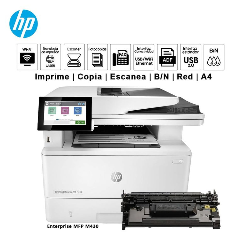 Impresora multifuncional Láser Hp Enterprise MFP M430 Duplex WIFI ADF
