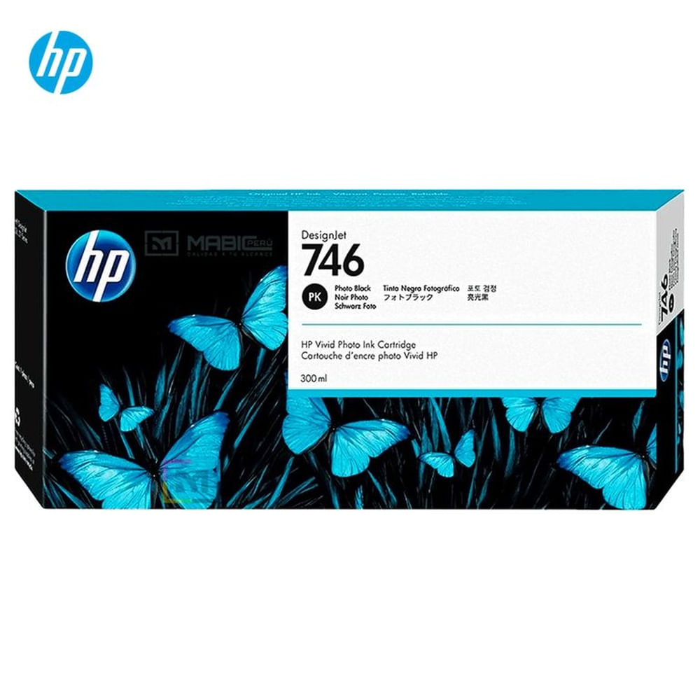 Cartucho de Tinta HP 746 Negro Fotográfico P2V82A DesignJet Z6, Z9 Original - 300ml