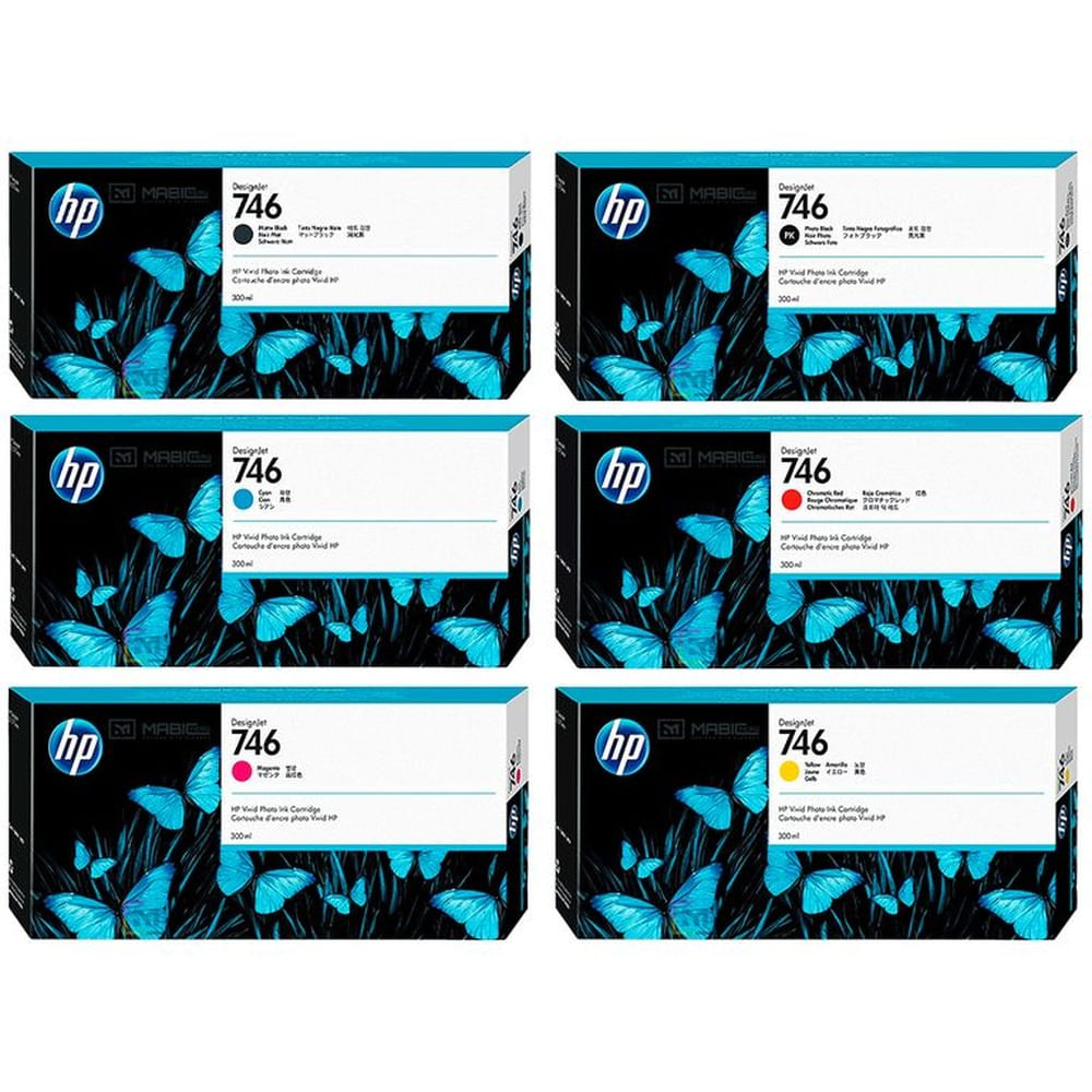 Pack 6 Tinta HP 746 DesignJet Z6, Z9 Original  - 300ml
