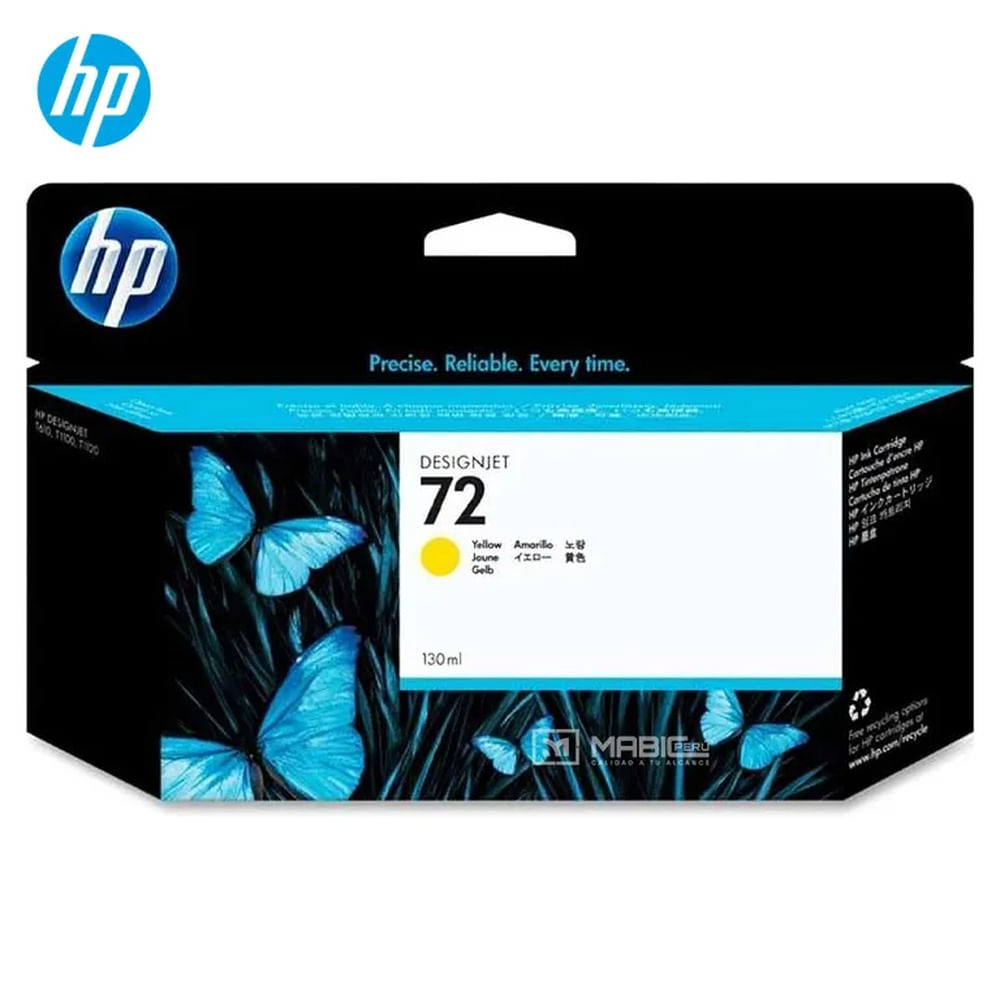 Cartucho de Tinta HP 72 Amarillo C9373A DesignJet T610, T1100 Original - 130ml