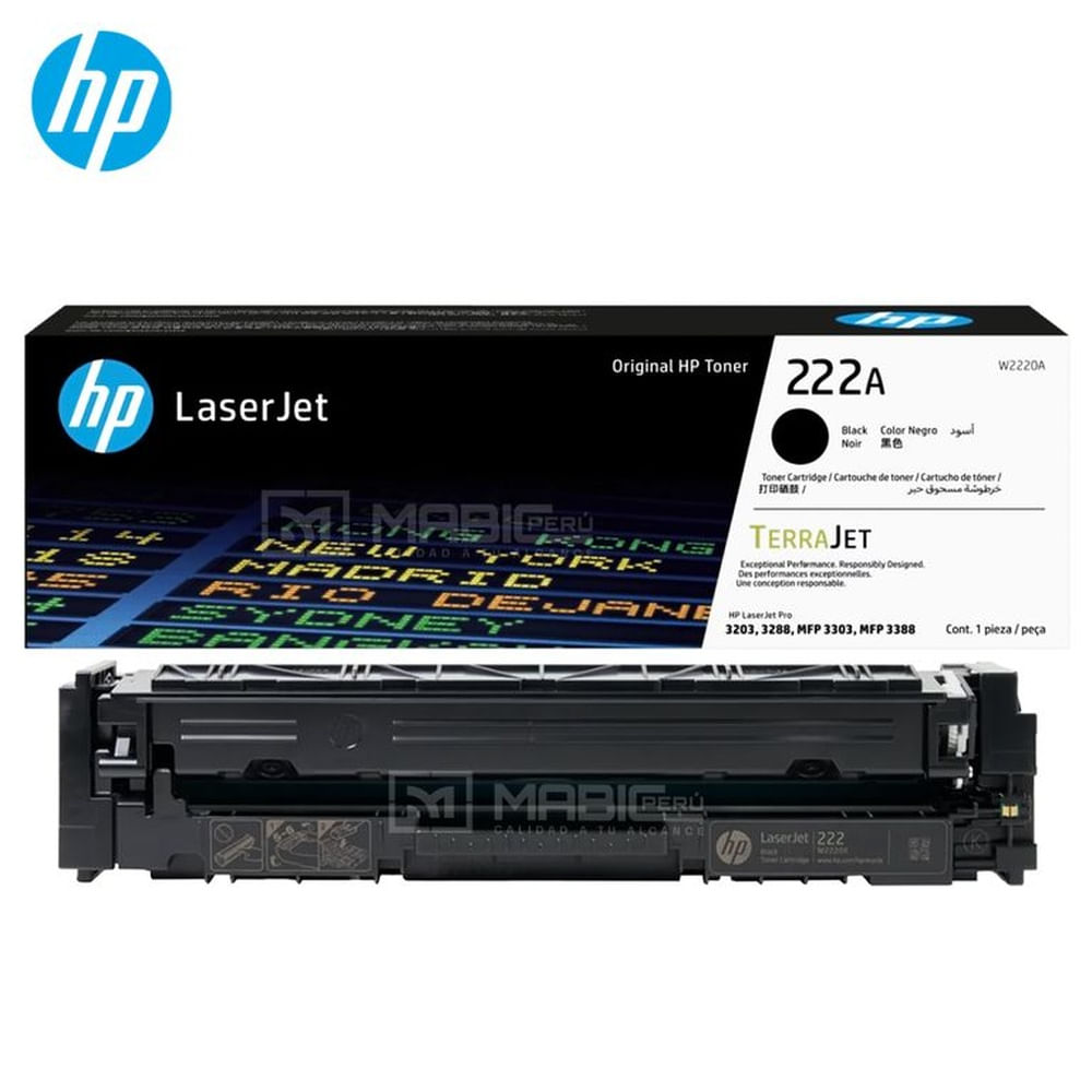 TONER HP 222A NEGRO W2220A L.J. 3303, 3201, 3204, 3288 ORIGINAL