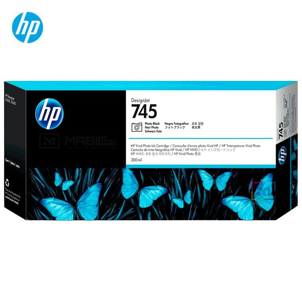 Cartucho de Tinta HP 745 Negro Fotográfico F9K04A DesignJet Z2600, Z5600 Original - 300ml