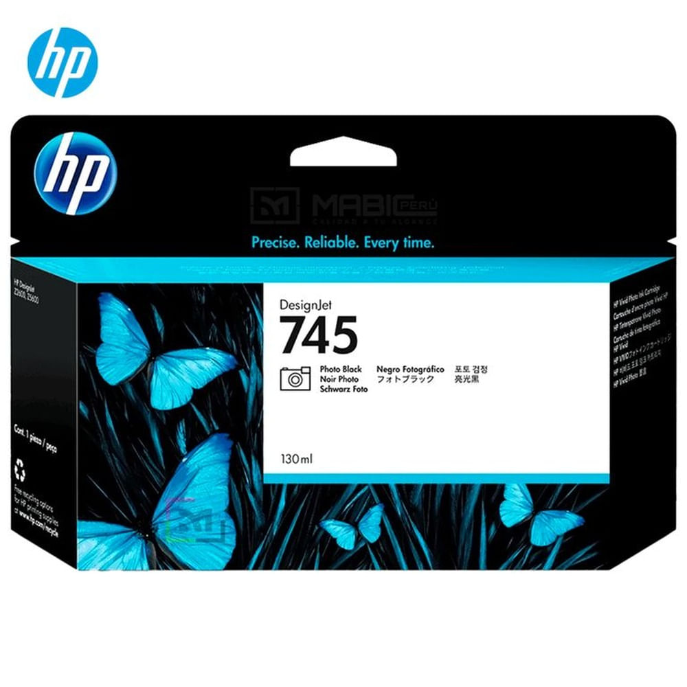 Cartucho de Tinta HP 745 Negro Fotográfico F9J98A DesignJet Z2600, Z5600 Original - 130ml