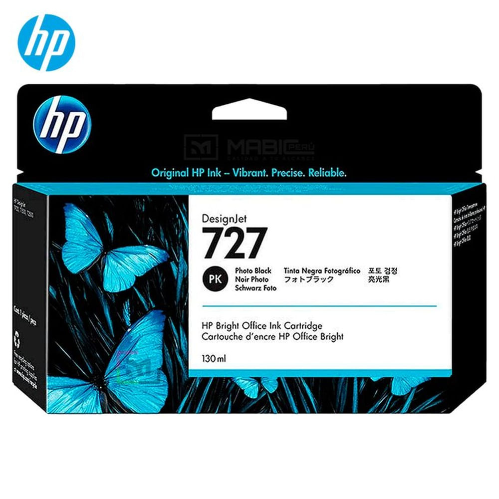 Cartucho de Tinta HP 727 Negro Fotográfico B3P23A DesignJet T2500, T930 Original - 130ml