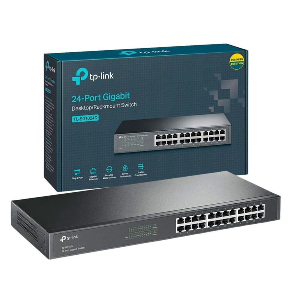 SWITCH TP-LINK 24PORT GIGABIT 101001000 TL-SG1024 METALICO