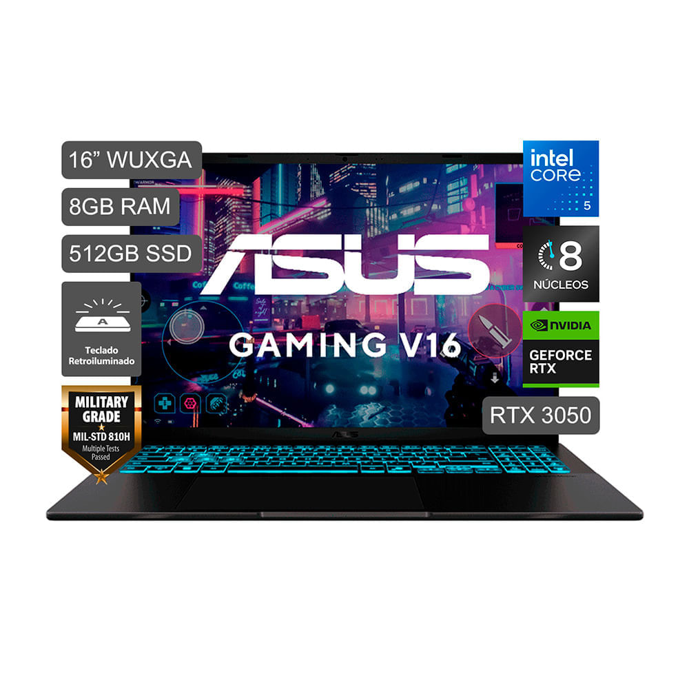 Laptop ASUS Gaming V16 16"" Intel C5 V3607VJ-TK185W 8G RAM 512GB SSD RTX 3050