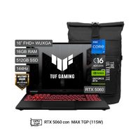 Laptop ASUS TUF Gaming F16 Intel Core i7 16GB RAM 512GB SSD RTX 5060 16"" + Mochila FX608JMI-TU401W