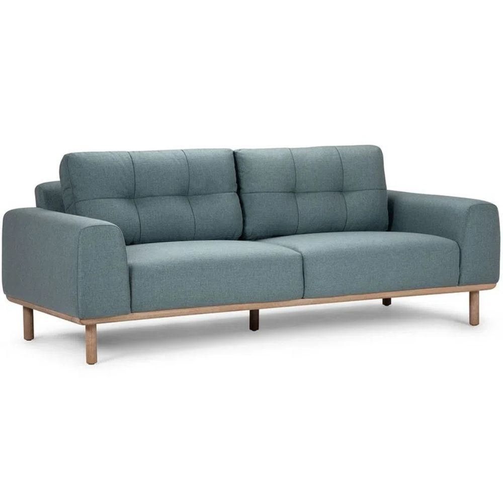Sofá Biada 3 Cuerpos Tela Azul