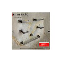 KIT DE ACCESORIOS DE BAÑO 6 PIEZAS GRIS 97703