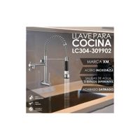 LLAVE DE COCINA DOBLE PICO PARED RETRACTIL SATINADO LC304-309902