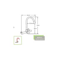 MEZCLADORA DE COCINA PARED PICO FLEXIBLE ROJO MC304-244-05