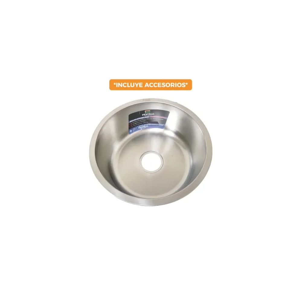 LAVADERO DE COCINA CIRCULAR ACERO INOXIDABLE SATINADO 42 X 42 X 18 CM LP-4242