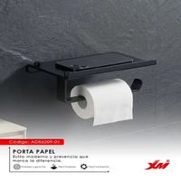 Repisa + Porta Rollo de Papel XM MOD ADB6209-01 acero negro