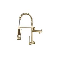 LLAVE DE COCINA DOBLE PICO PARED DORADO RETRACTIL LC304-309907